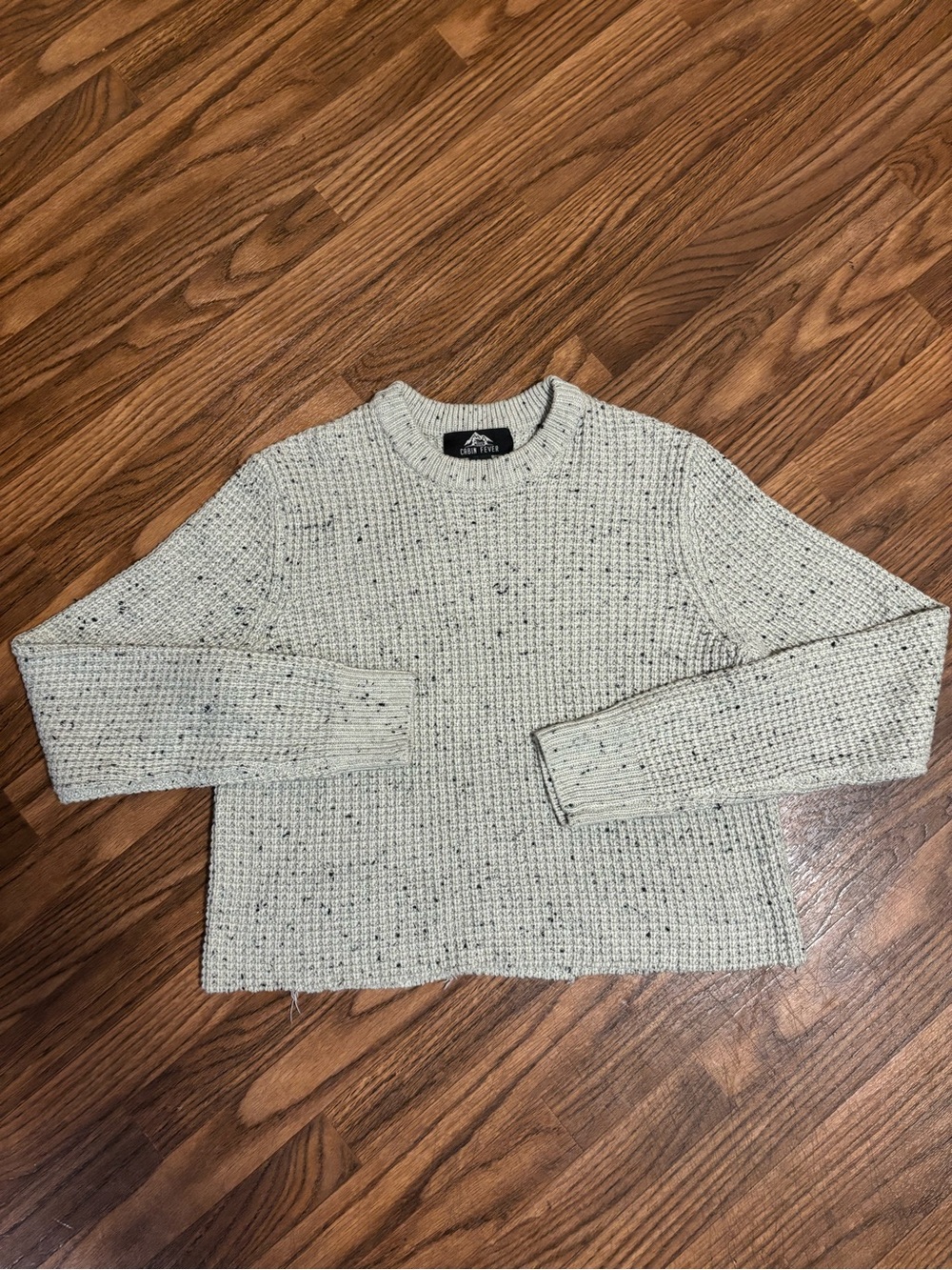 Cabin Fever * Speckled Fray Cut Bottom Sweater * Woman Small * Waffle Knit
